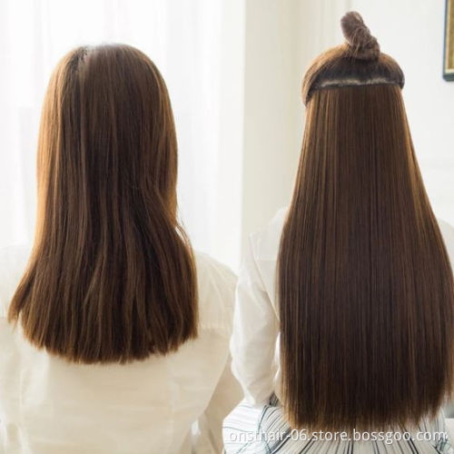 Best Price 5pcs/set  18"Synthetic Long Straight Hair Heat Resistant  Women Hair Extension Set Clip In Hair